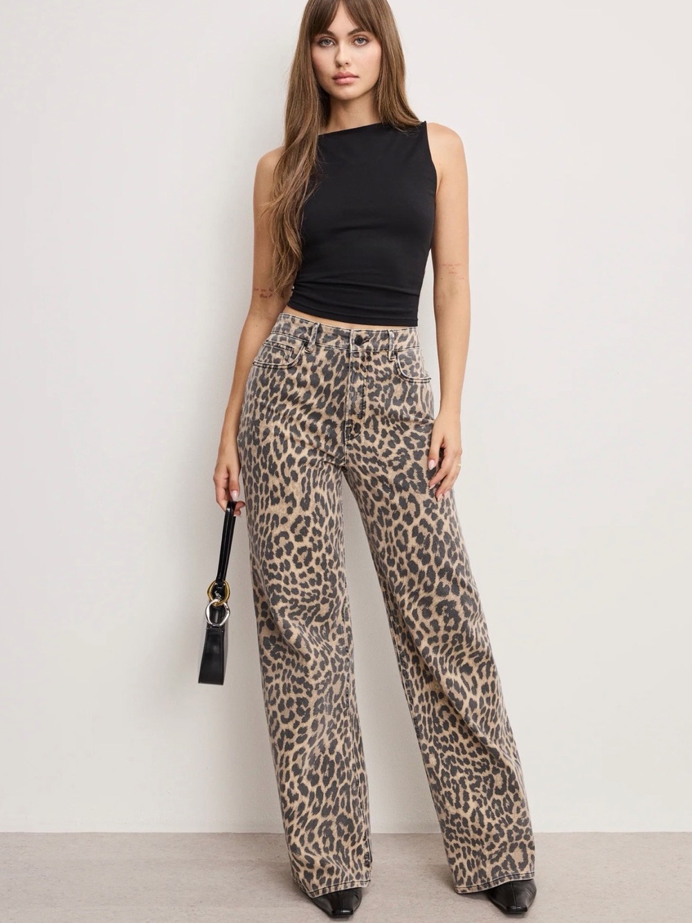 Good American Good Ease Leopard Jeans New without tags.